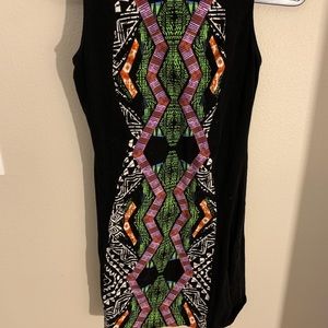 Black Patterned Bodycon Dress